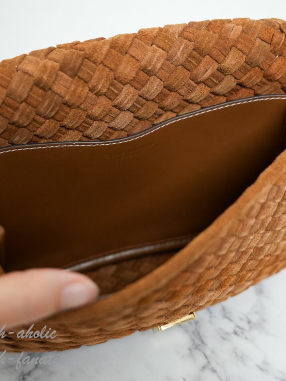 Tory Burch Thea Woven Suede Flap Crossbody in Chicroy Brown NWT - Picture 9 of 11